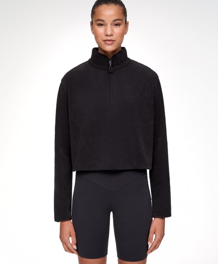 Oysho Fleece Sweatshirt Czarne | 832059UDP
