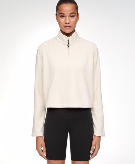 Oysho Fleece Sweatshirt Ecru | 082637YQE