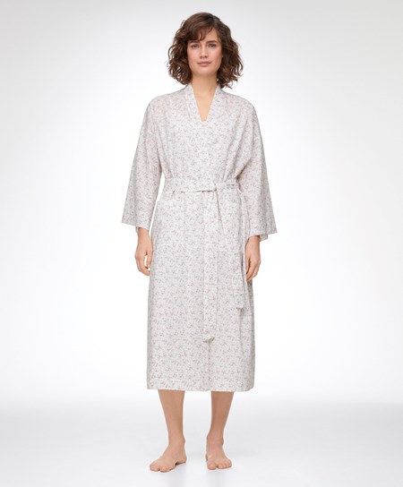 Oysho Floral Print 100% Bawełniane Dressing Gown Mid-rosette | 748052ZBN