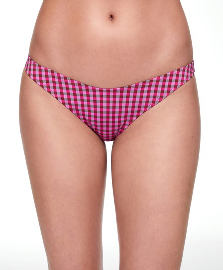 Oysho Gingham U-cut Mid-rise Bikini Briefs Czerwone | 201536TPQ
