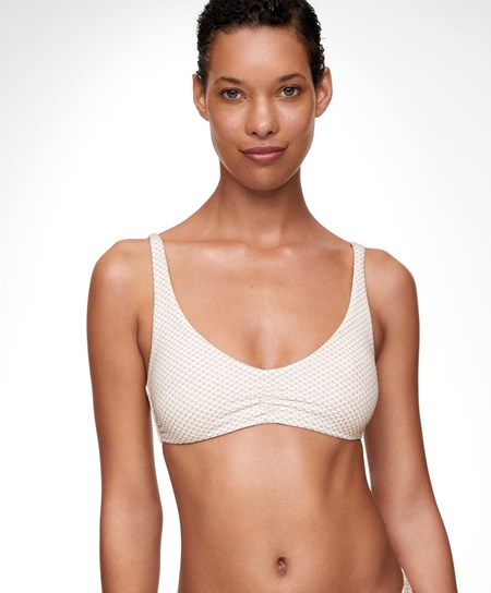 Oysho Halter Brooch Bikini Top Białe | 965302GXO