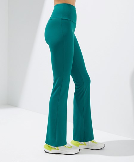 Oysho High-rise Comfortlux Flare Trousers Zielone | 649715XOW