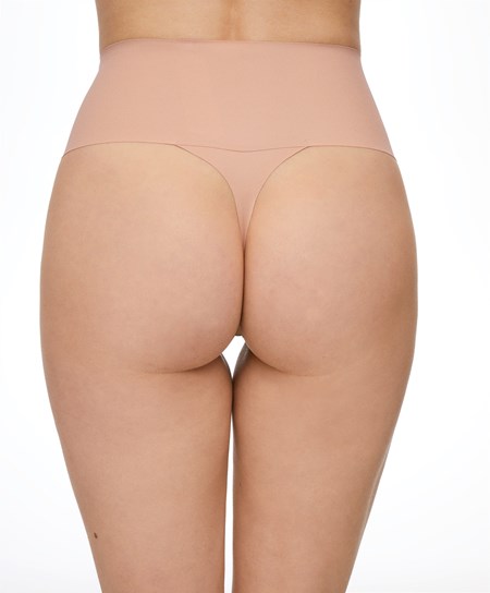 Oysho High-waisted Invisible Laser-cut Stringi Beżowe | 075246QNZ