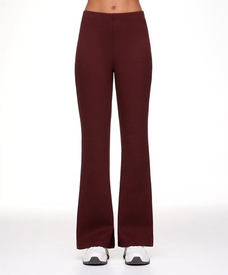 Oysho Interlock Flare Trousers Ciemny | 018496SYC