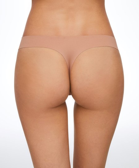Oysho Invisible Laser-cut Hipster Stringi Tan | 567298XCE