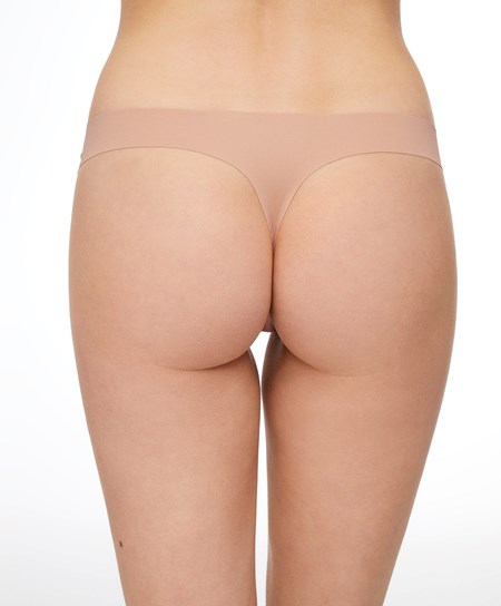 Oysho Invisible Laser-cut Hipster Stringi Beżowe | 872469HZY