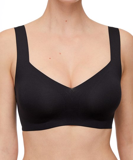 Oysho Invisible Laser-cut V-neck Bra Czarne | 193420VMZ