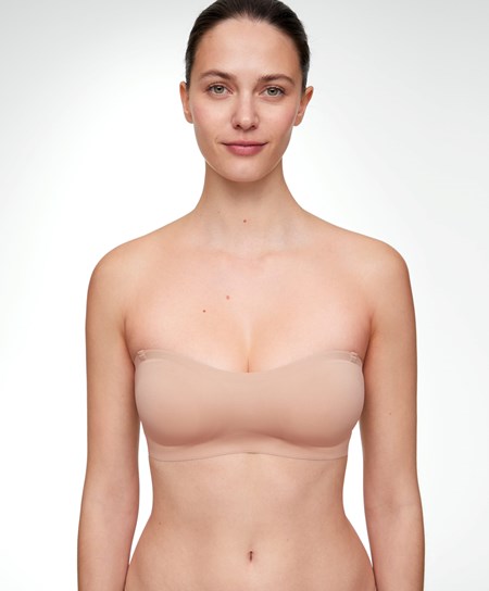 Oysho Invisible Polyamide Bandeau Bra With Removable Straps Beżowe | 187596BSK