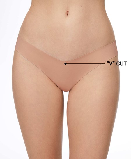 Oysho Invisible “v”-cut Stringi Beżowe | 324710SDN