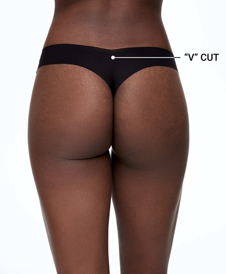 Oysho Invisible “v”-cut Stringi Czarne | 057412OKP