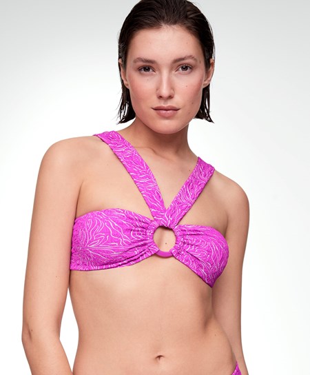 Oysho Jacquard Bandeau Bikini Top Fuksja | 409156UCR