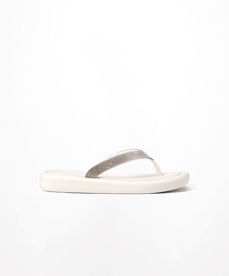 Oysho Jewel Beach Sandals Białe | 496507MNT