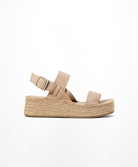 Oysho Jute Wedges With Split Zamszowe Brązowe | 467952BOG