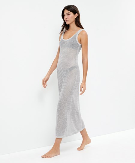Oysho Knit Midi Sukienki Srebrne | 826735UCJ