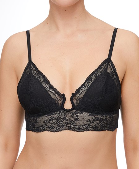 Oysho Koronkowe Bralette Czarne | 936708KUV
