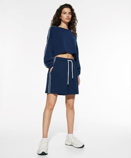 Oysho Krótkie Modal Nautical Total Look Granatowe Niebieskie | 974016IXZ