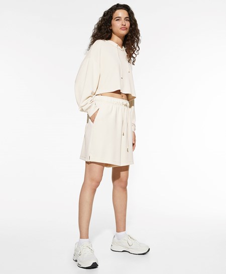 Oysho Krótkie Modal White Total Look Stone | 127563OPL