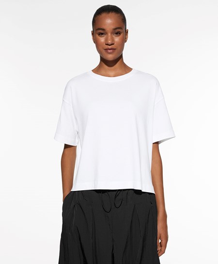 Oysho Krótkie Sleeve Bawełniane T-shirt Pale Ecru | 096418FPN