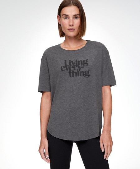 Oysho Krótkie Sleeve T-shirt With Slogan Marl | 481357OWD
