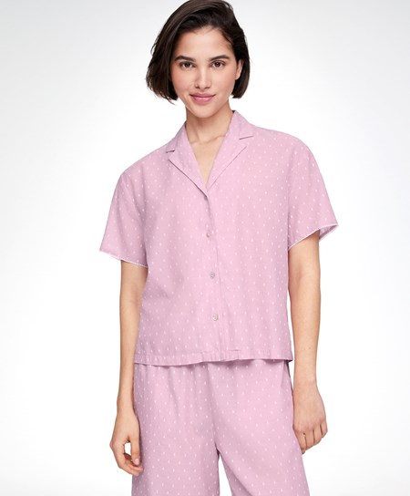 Oysho Krótkie-sleeved 100% Bawełniane Plumeti Shirt Mid-rosette | 582617ZAG