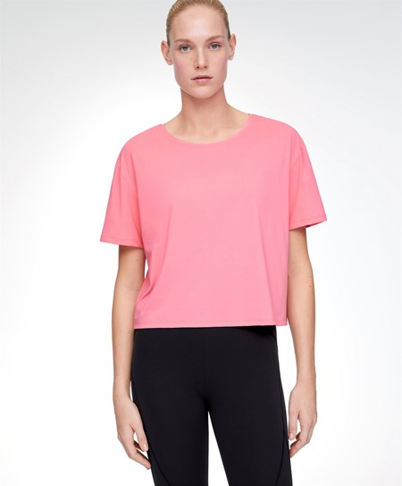 Oysho Krótkie-sleeved Technical T-shirt Różowe | 246951XVL