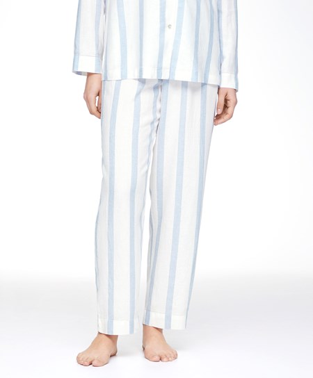 Oysho Linen Stripe Trousers Pale Ecru | 751208DPK