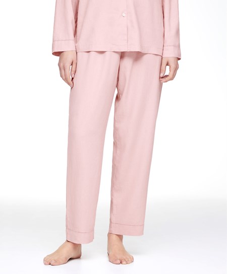 Oysho Linen Trousers Różowe | 739816FTS