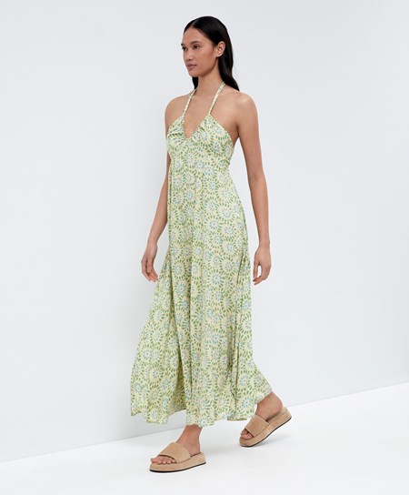 Oysho Long Ruched Sukienki Niebieskie Zielone | 268719FBD