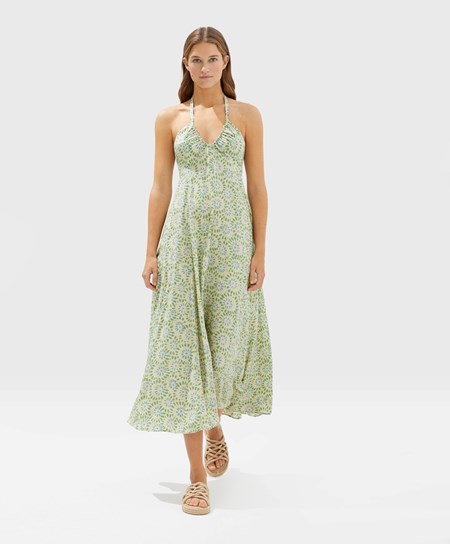 Oysho Long Ruched Sukienki Niebieskie Zielone | 670521EVP
