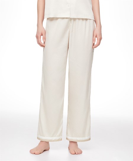 Oysho Long Satin Trousers Barley | 342051MUS