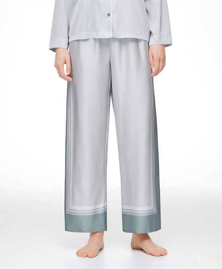 Oysho Long Satin Trousers Zielone | 791805EWL