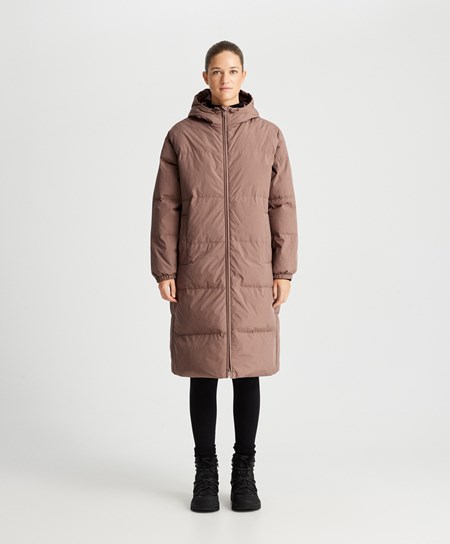 Oysho Long Watowany Flower Down® Jacket Brązowe | 194273PCK
