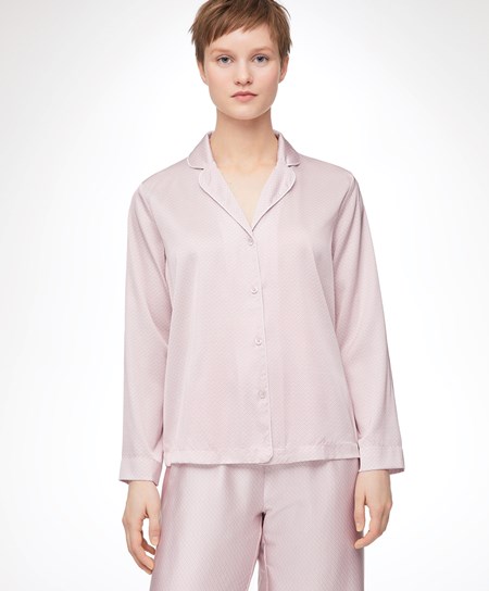 Oysho Long-sleeved Satin Shirt Różowe | 765482FZR