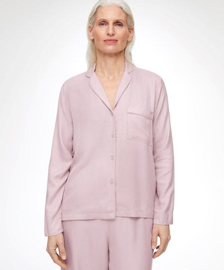 Oysho Long-sleeved Shirt With Piping Różowe | 617940GHN