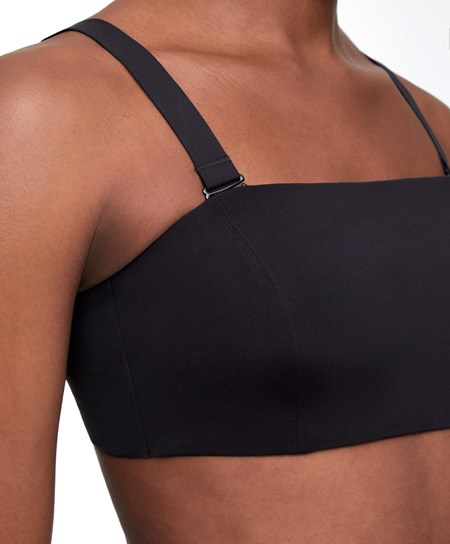 Oysho Medium Support Bandeau Sports Bra With Cups Czarne | 561473XIU