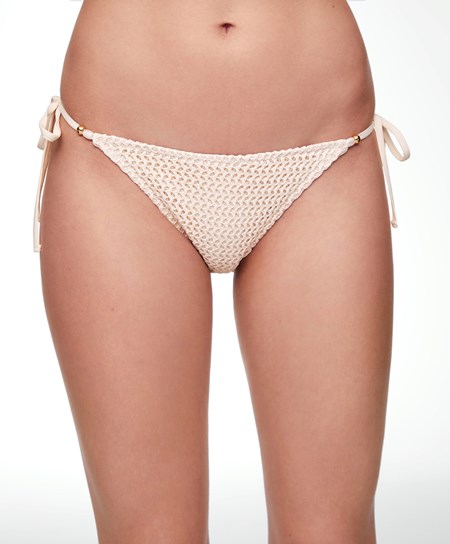 Oysho Medium-coverage Crochet Bikini Briefs With Ties Natural | 152894PSI
