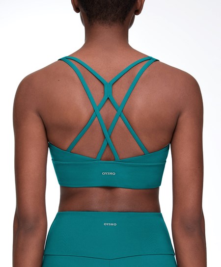 Oysho Medium-support Sports Bra With Cups Zielone | 041628HEY