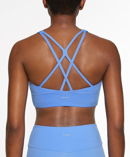 Oysho Medium-support Sports Bra With Cups Lawenda | 123895DNK