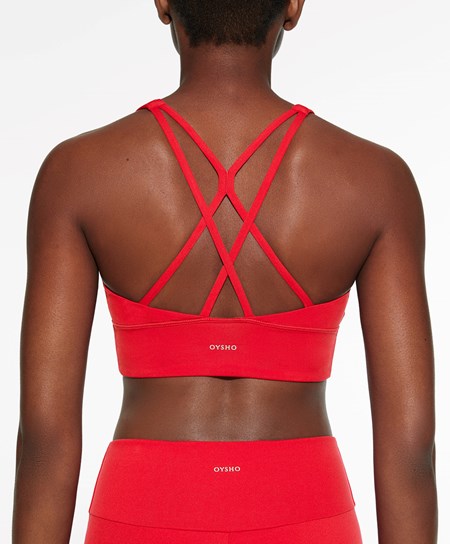 Oysho Medium-support Sports Bra With Cups Czerwone | 197604QJO