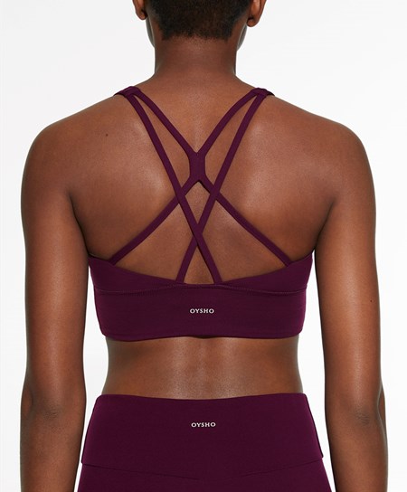 Oysho Medium-support Sports Bra With Cups Fioletowe | 367205TKC