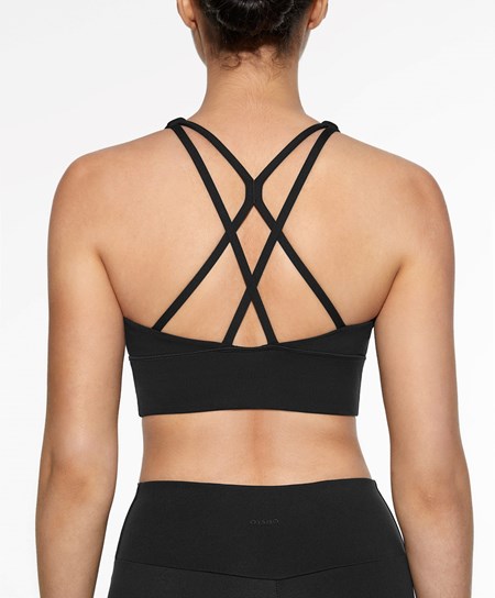 Oysho Medium-support Sports Bra With Cups Czarne | 436982JUZ