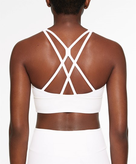 Oysho Medium-support Sports Bra With Cups Cream-white | 469357CDP