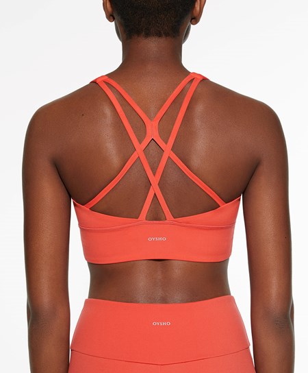 Oysho Medium-support Sports Bra With Cups Pomarańczowe | 607154EYZ