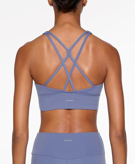 Oysho Medium-support Sports Bra With Cups Jasny Niebieskie | 618394SZR