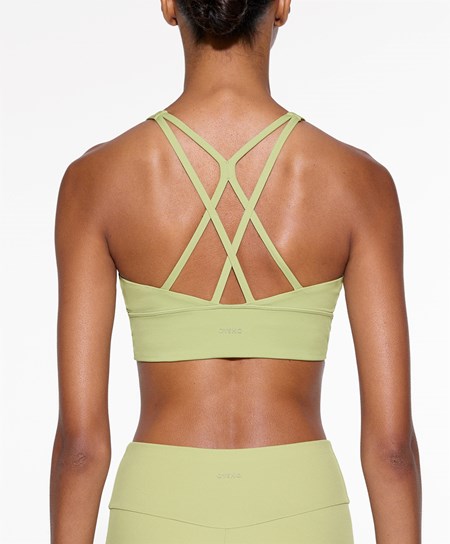 Oysho Medium-support Sports Bra With Cups Zielone | 621957YAW
