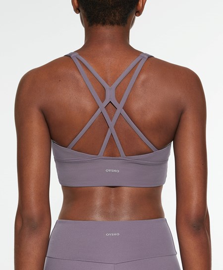 Oysho Medium-support Sports Bra With Cups Grey-lilac | 824513WCL
