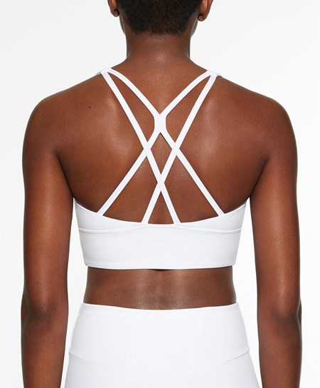 Oysho Medium-support Sports Bra With Cups Białe | 956023TSU