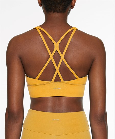 Oysho Medium-support Sports Bra With Cups Żółte | 973410HOJ