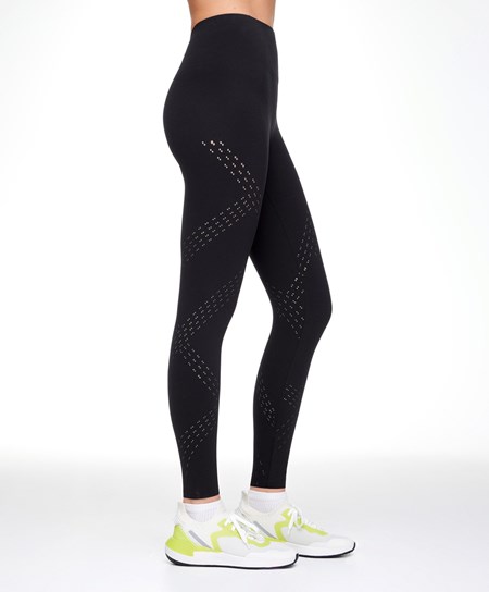 Oysho Microperforated 65cm Compressive Leggings Czarne | 390125ENO