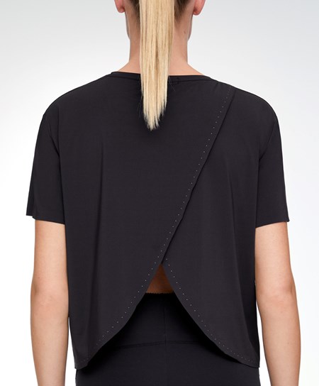Oysho Microperforated Krótkie-sleeved Technical T-shirt Czarne | 195348JHO
